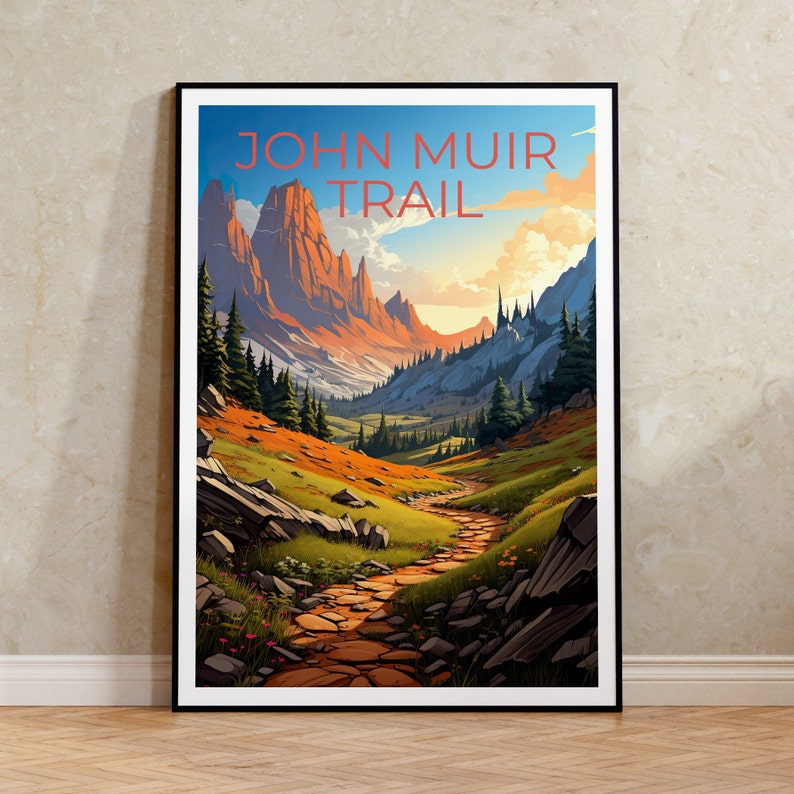 John Muir Trail Poster, Sierra Nevada Print, Sierra Nevada Art, Hiking Print, Sierra Nevada Travel Poster, Hiking Poster