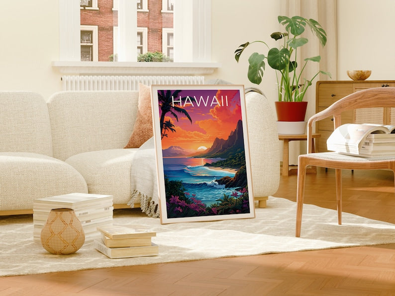 Hawaii Poster, Hawaii Print, Coast Poster, Beach Print, Hawaii Travel Poster, Tropical Island Poster, Hawaii Art