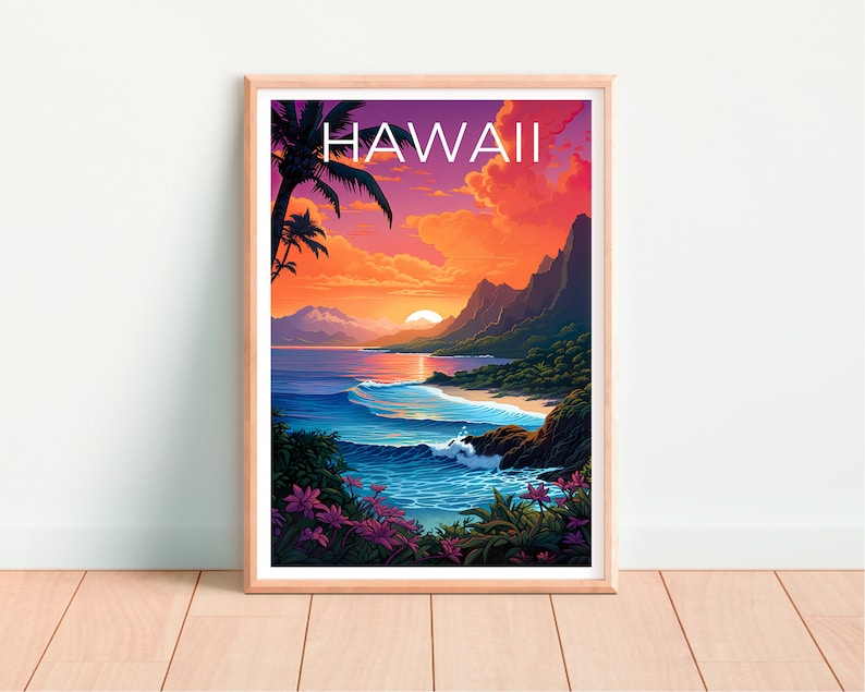 Hawaii Poster, Hawaii Print, Coast Poster, Beach Print, Hawaii Travel Poster, Tropical Island Poster, Hawaii Art