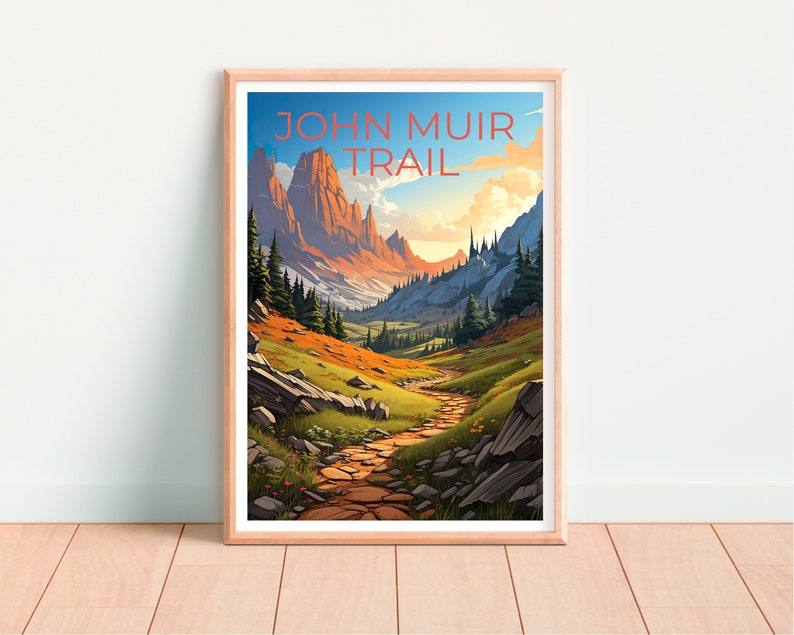 John Muir Trail Poster, Sierra Nevada Druck, Sierra Nevada Kunst, Wanderdruck, Sierra Nevada Reiseposter, Wanderposter