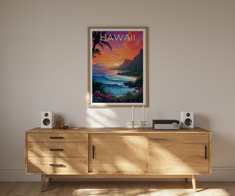 Hawaii Poster, Hawaii Print, Coast Poster, Beach Print, Hawaii Travel Poster, Tropical Island Poster, Hawaii Art
