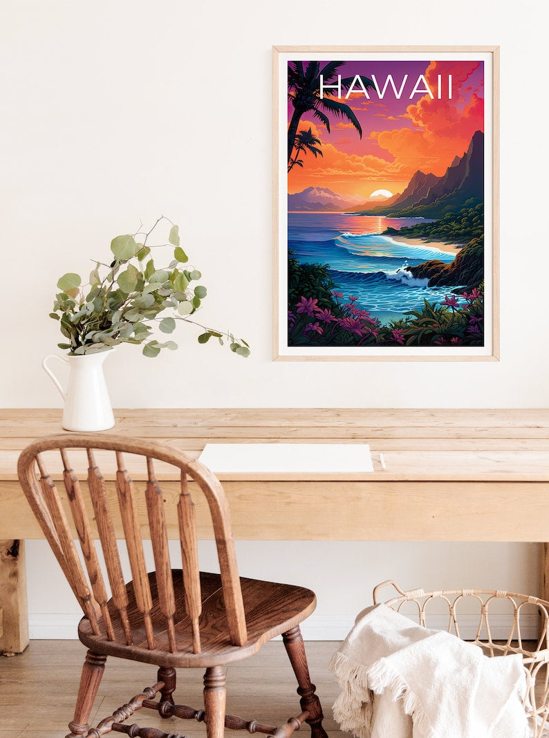Hawaii Poster, Hawaii Print, Coast Poster, Beach Print, Hawaii Travel Poster, Tropical Island Poster, Hawaii Art