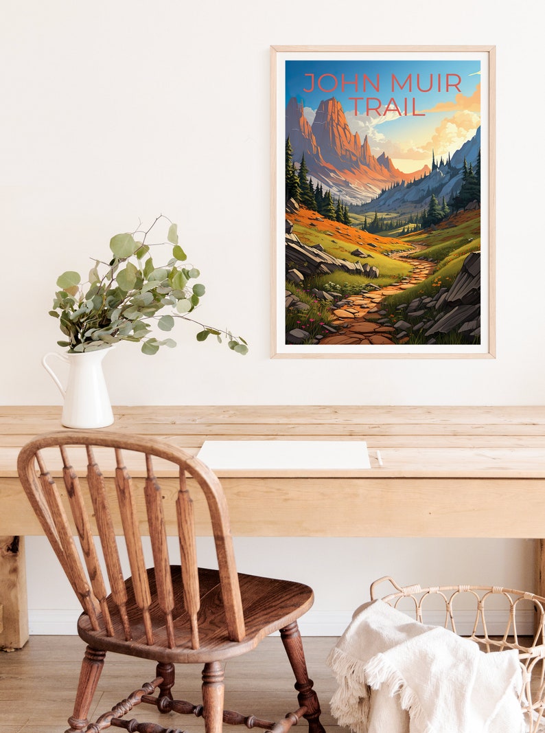 John Muir Trail Poster, Sierra Nevada Druck, Sierra Nevada Kunst, Wanderdruck, Sierra Nevada Reiseposter, Wanderposter