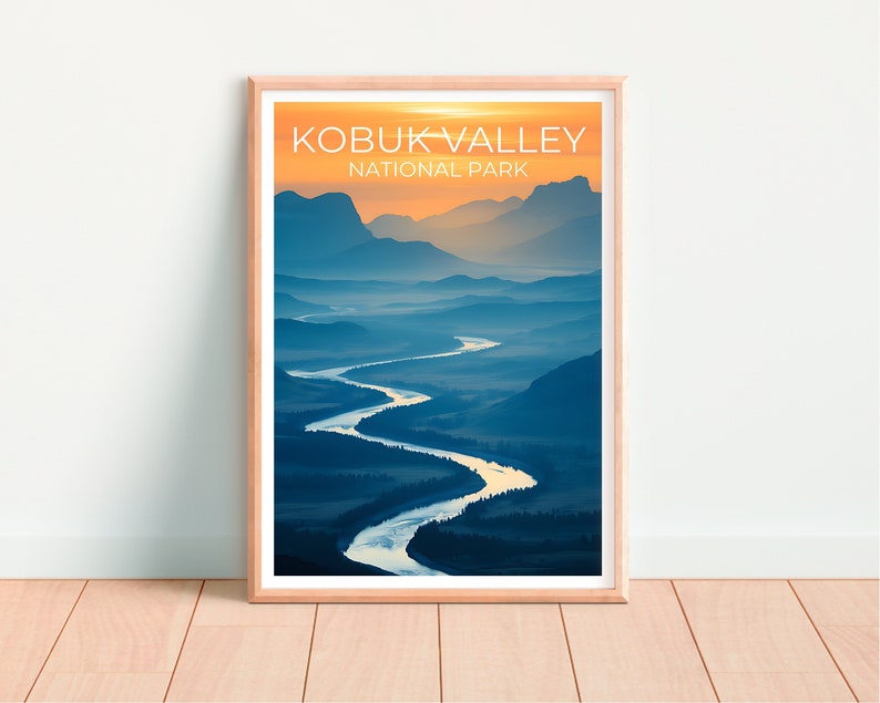 Affiche de voyage de la vallée de Kobuk, art mural de l'Alaska, impression de l'Alaska, affiche de la vallée de Kobuk, affiche de la nature, affiche du parc naturel