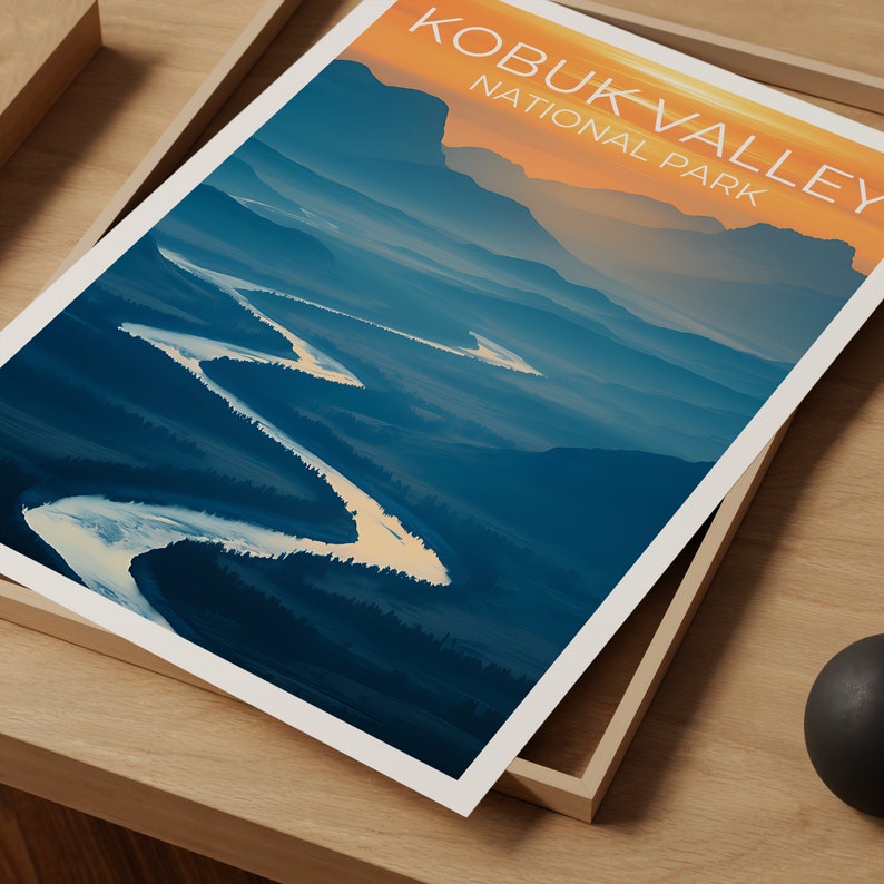 Affiche de voyage de la vallée de Kobuk, art mural de l'Alaska, impression de l'Alaska, affiche de la vallée de Kobuk, affiche de la nature, affiche du parc naturel