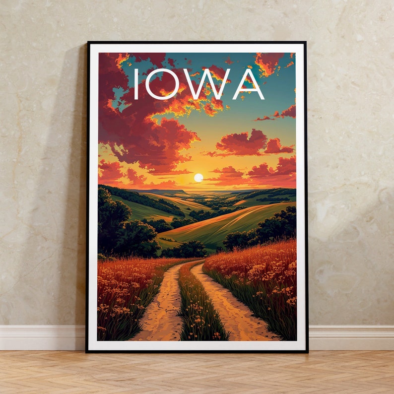 Iowa Reiseposter, Iowa Wandkunst, Iowa Druck, Iowa Poster, Iowa Poster, Mittlerer Westen Poster, Iowa Kunst