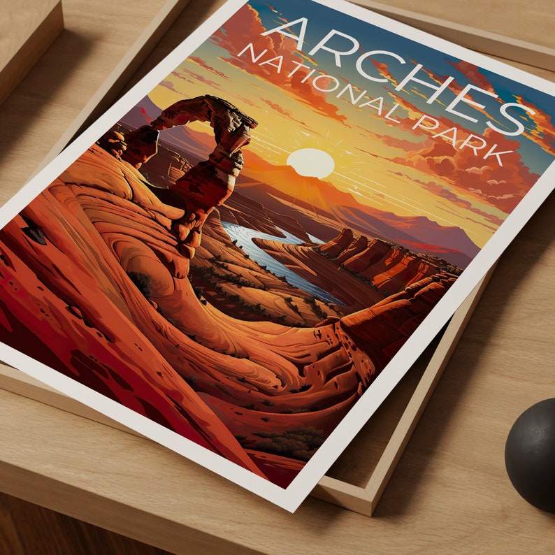 Affiche de voyage Arches Park, Art mural Delicate Arch, Impression Delicate Arch, Affiche Arches Park, Affiche Delicate, Affiche Utah