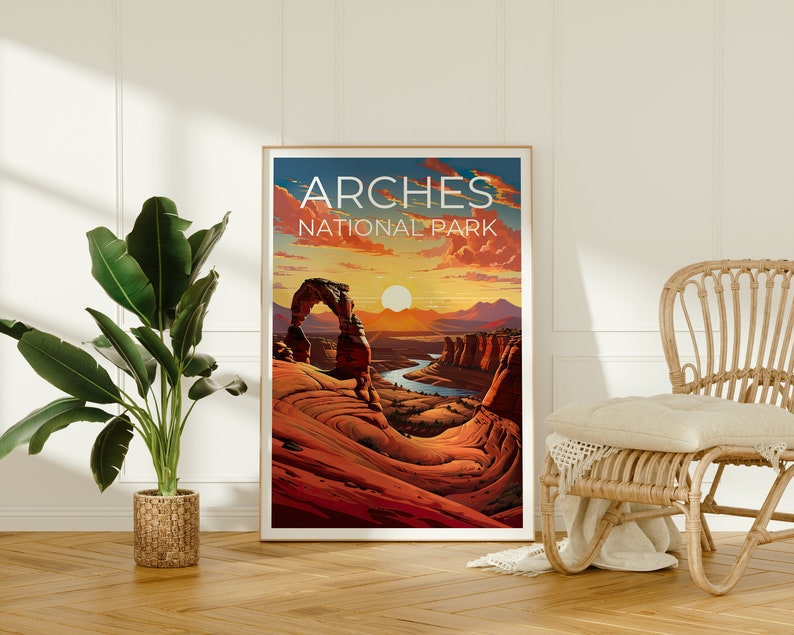 Affiche de voyage Arches Park, Art mural Delicate Arch, Impression Delicate Arch, Affiche Arches Park, Affiche Delicate, Affiche Utah