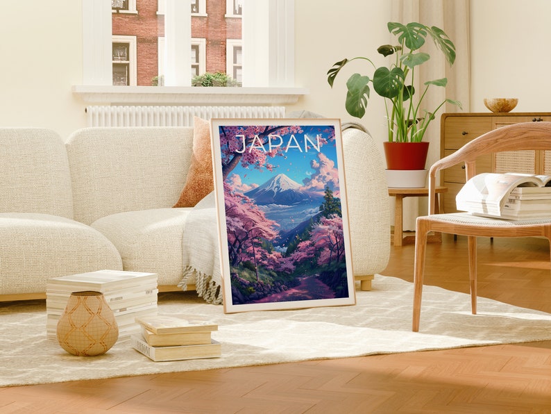 Japan Travel Poster, Tokyo Wall Art, Tokyo Print, Japan Poster, Mount Fuji Poster, Cherry Blossoms Poster
