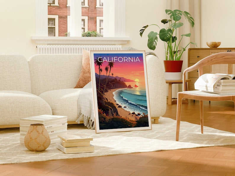 Affiche de Californie, Impression de Californie, Affiche de la côte, Impression de la côte, Affiche de voyage en Californie, Art de la côte, Art de la côte