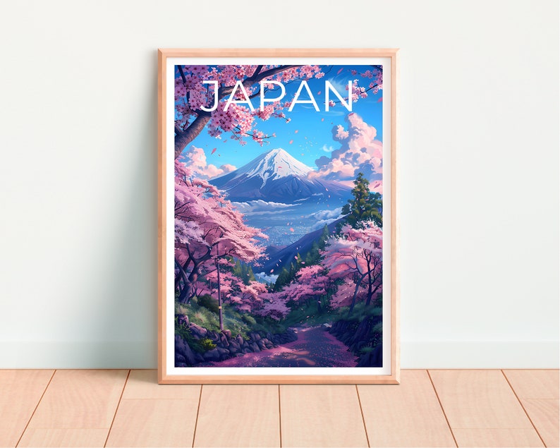 Japan Travel Poster, Tokyo Wall Art, Tokyo Print, Japan Poster, Mount Fuji Poster, Cherry Blossoms Poster