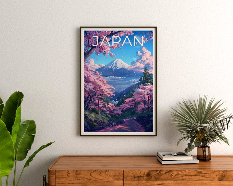Japan Travel Poster, Tokyo Wall Art, Tokyo Print, Japan Poster, Mount Fuji Poster, Cherry Blossoms Poster