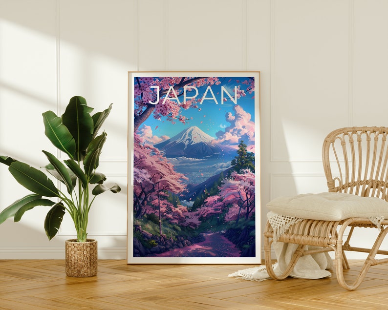 Japan Travel Poster, Tokyo Wall Art, Tokyo Print, Japan Poster, Mount Fuji Poster, Cherry Blossoms Poster