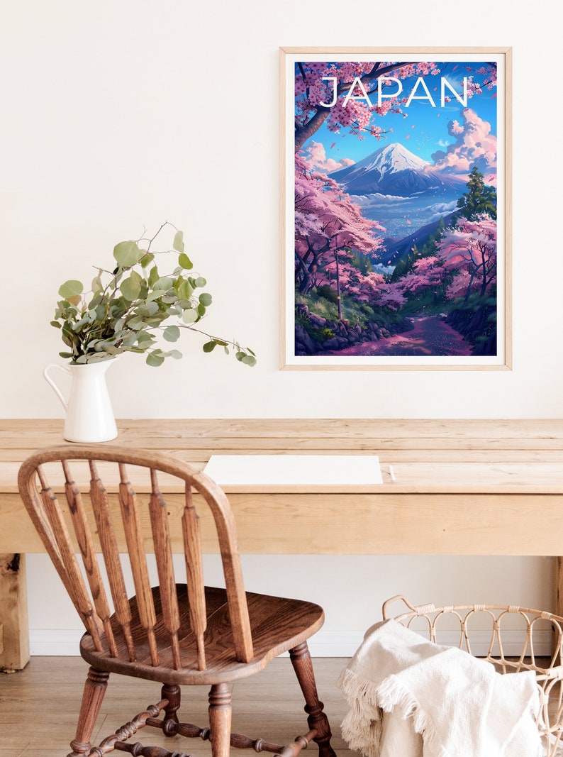 Japan Travel Poster, Tokyo Wall Art, Tokyo Print, Japan Poster, Mount Fuji Poster, Cherry Blossoms Poster