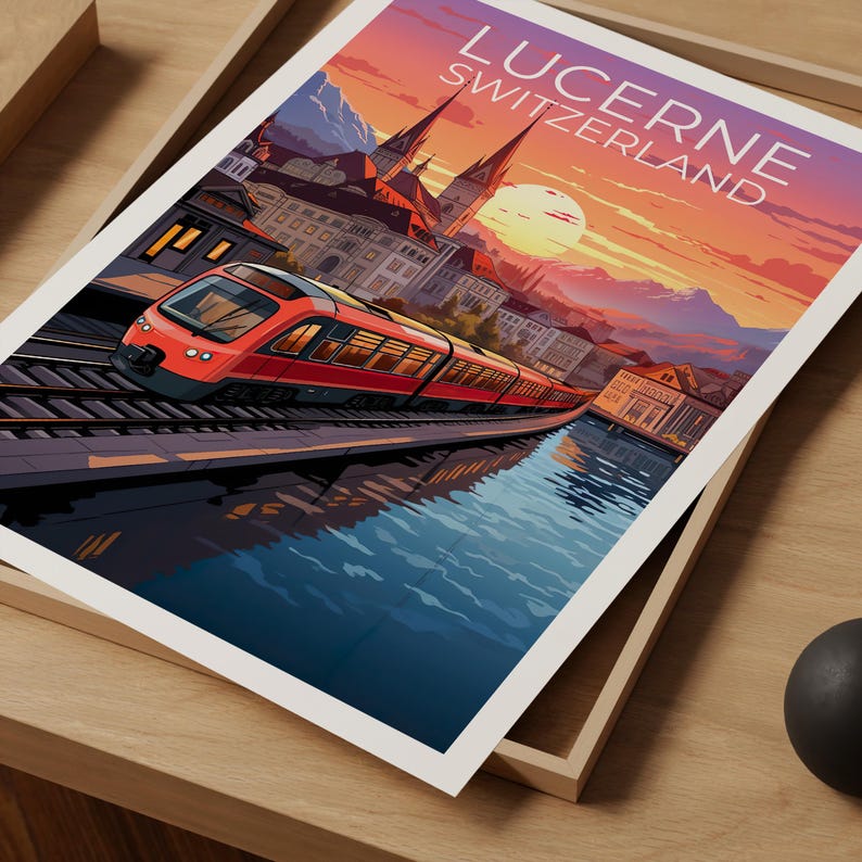 Lucerne Travel Print Switzerland Poster Europe Wall Art Switzerland Illustration Lucerne Poster Home Decor Birthday Gift