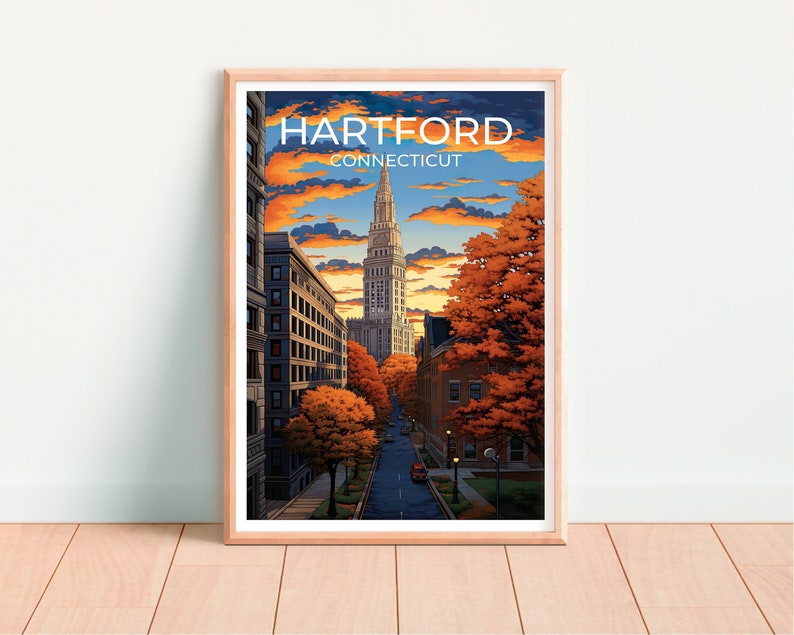 Hartford Travel Poster, Connecticut Wall Art, Hartford Print, Hartford Poster, Connecticut Art, City Poster, Wall Decor