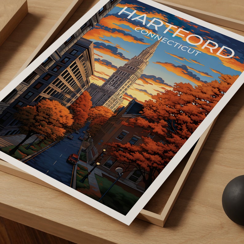 Hartford Travel Poster, Connecticut Wall Art, Hartford Print, Hartford Poster, Connecticut Art, City Poster, Wall Decor