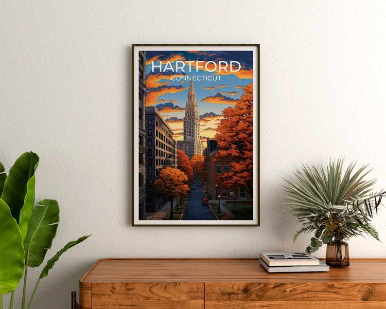 Hartford Travel Poster, Connecticut Wall Art, Hartford Print, Hartford Poster, Connecticut Art, City Poster, Wall Decor