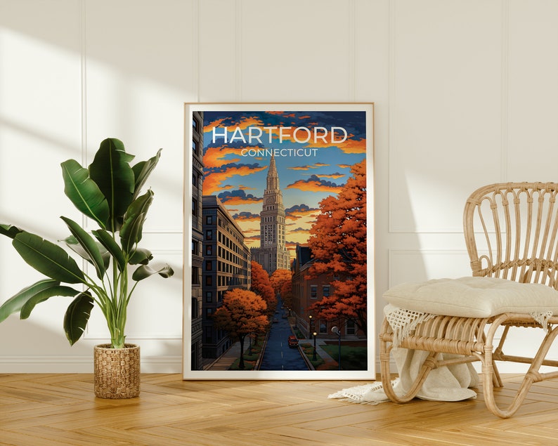 Hartford Travel Poster, Connecticut Wall Art, Hartford Print, Hartford Poster, Connecticut Art, City Poster, Wall Decor