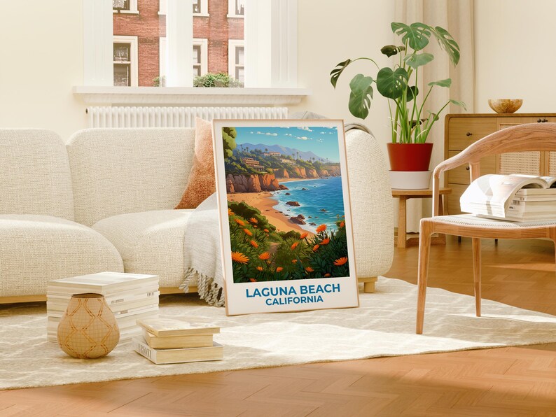 Laguna Beach Travel Print California Poster Orange County Wall Art Beach Illustration Laguna Beach Poster Home Decor Birthday Gift