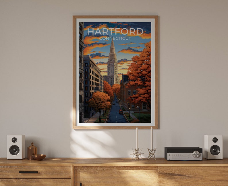 Hartford Travel Poster, Connecticut Wall Art, Hartford Print, Hartford Poster, Connecticut Art, City Poster, Wall Decor