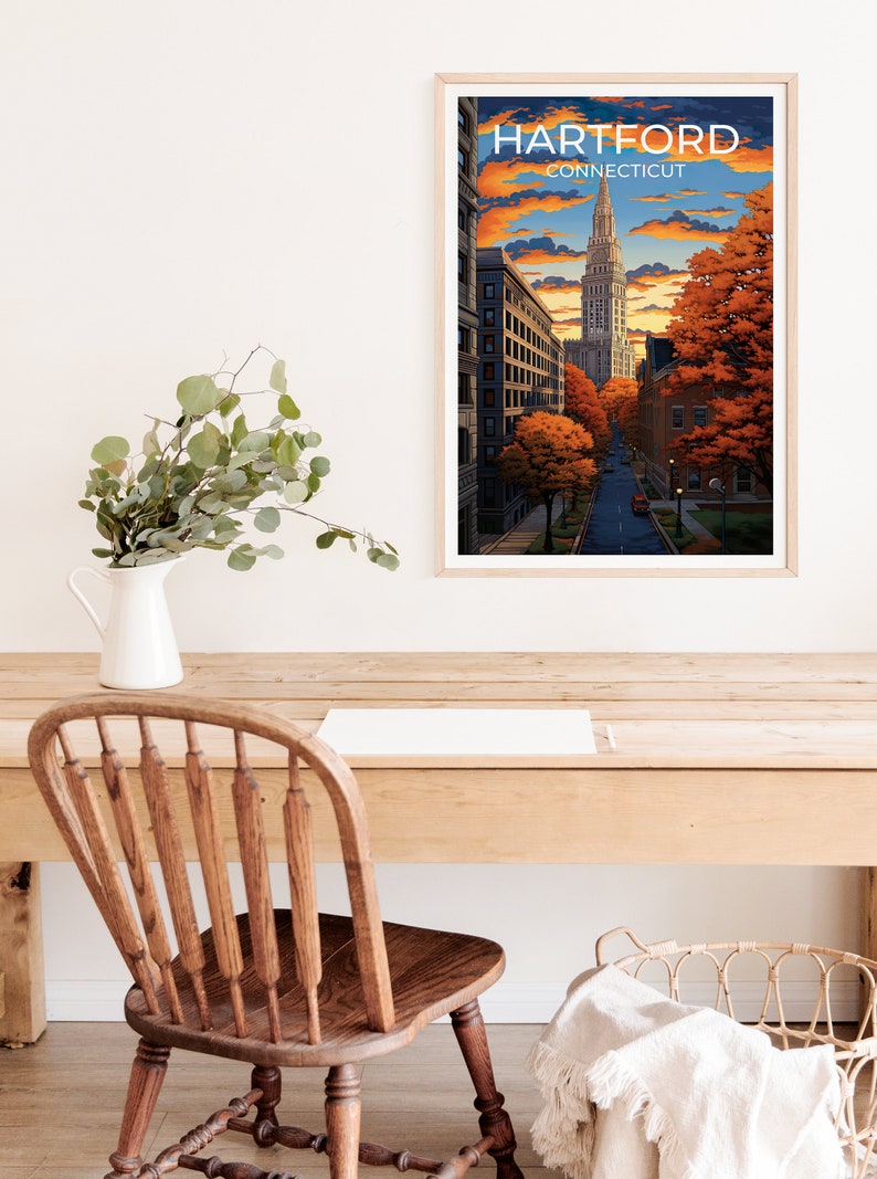Hartford Travel Poster, Connecticut Wall Art, Hartford Print, Hartford Poster, Connecticut Art, City Poster, Wall Decor