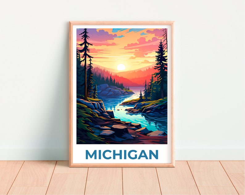 Michigan Poster, Michigan Druck, Hiawatha National Forest Poster, Wald Druck, Michigan Reise Poster, Michigan Kunst