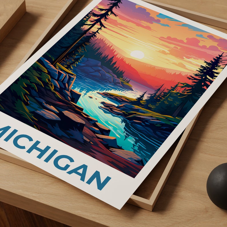 Michigan Poster, Michigan Druck, Hiawatha National Forest Poster, Wald Druck, Michigan Reise Poster, Michigan Kunst