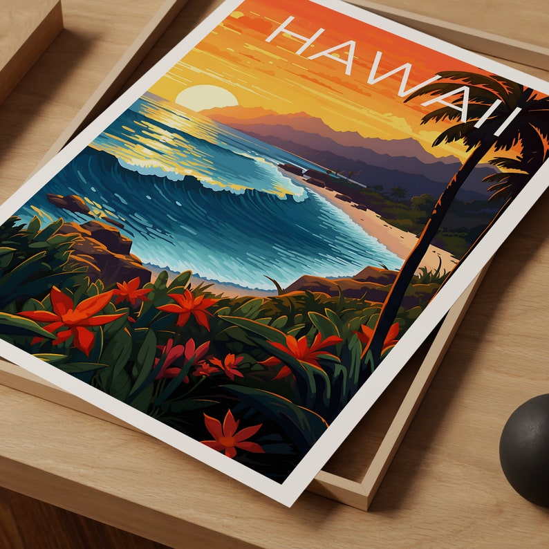 Hawaii Travel Poster, Tropical Wall Art, Tropical Print, Hawaii Poster, Island Poster, Nature Poster, Hawaii Art