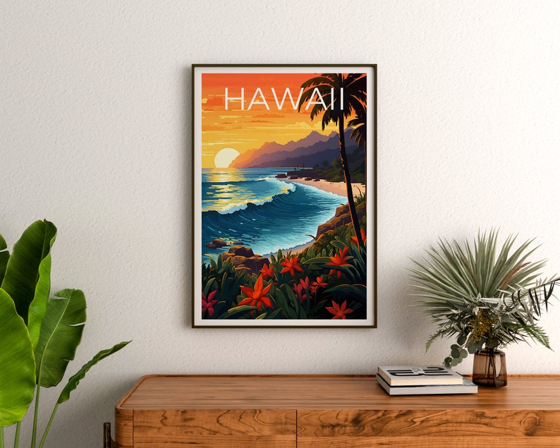 Hawaii Travel Poster, Tropical Wall Art, Tropical Print, Hawaii Poster, Island Poster, Nature Poster, Hawaii Art