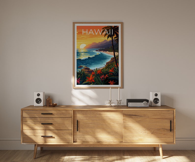 Hawaii Travel Poster, Tropical Wall Art, Tropical Print, Hawaii Poster, Island Poster, Nature Poster, Hawaii Art