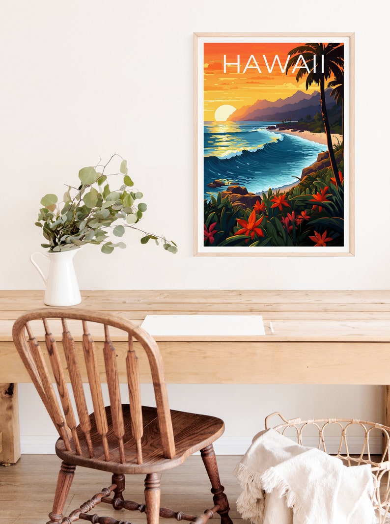 Hawaii Travel Poster, Tropical Wall Art, Tropical Print, Hawaii Poster, Island Poster, Nature Poster, Hawaii Art