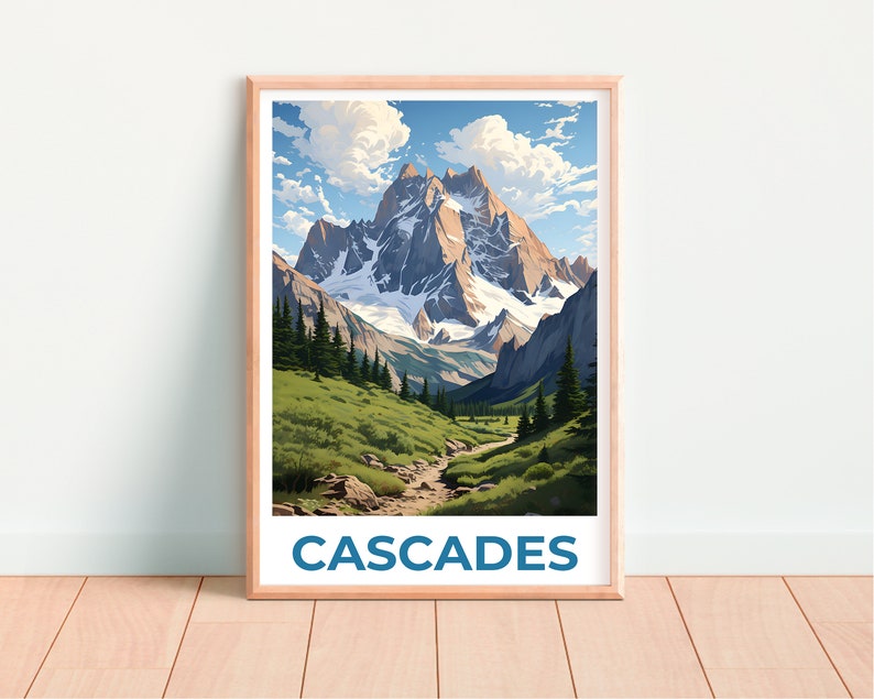 Kaskaden Poster, Kaskaden Druck, Berg Poster, Kaskaden Range Druck, Kaskaden Reise Poster, Berg Kunst, Kaskaden Kunst