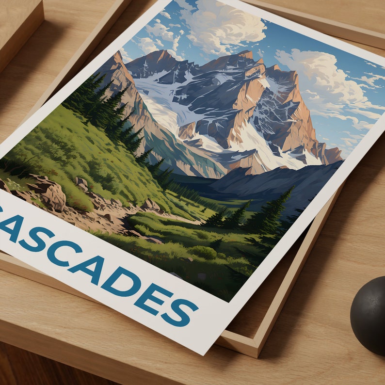 Kaskaden Poster, Kaskaden Druck, Berg Poster, Kaskaden Range Druck, Kaskaden Reise Poster, Berg Kunst, Kaskaden Kunst