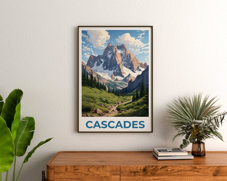 Kaskaden Poster, Kaskaden Druck, Berg Poster, Kaskaden Range Druck, Kaskaden Reise Poster, Berg Kunst, Kaskaden Kunst