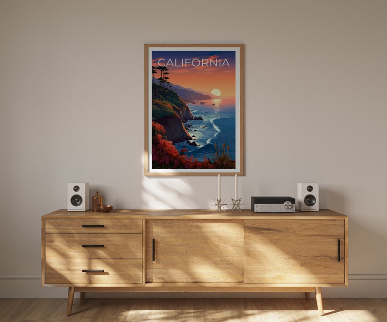 Kalifornien Reiseposter, Küstenwandkunst, Küstendruck, Kalifornien Poster, Küstenposter, Kalifornien Druck, Kalifornien Kunst