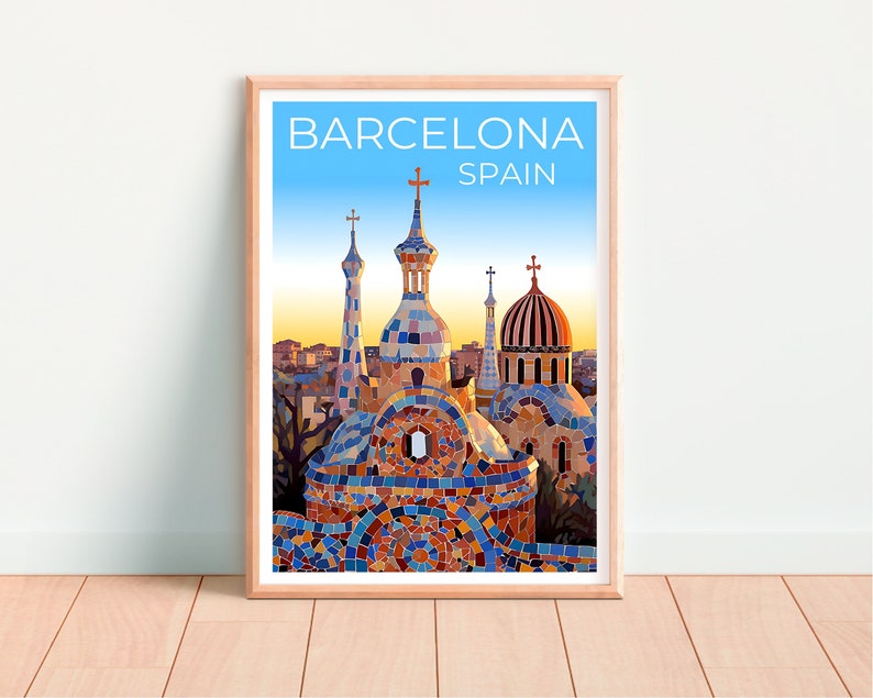 Barcelona Reiseposter, Spanien Wandkunst, Spanien Druck, Barcelona Poster, Park Güell Poster, Stadt Poster, Barcelona Kunst