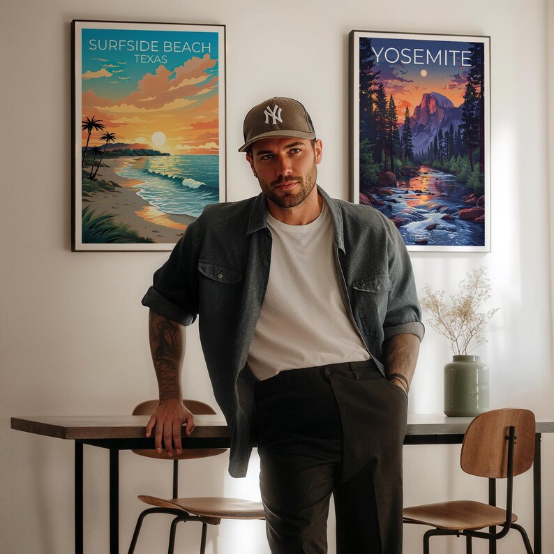 Surfside Beach Travel Print Texas Poster Coastal Wall Art Relaxing Illustration Surfside Beach Poster Home Decor Birthday Gift