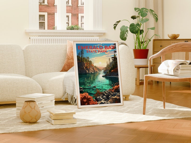 Emerald Bay Travel Poster, California Wall Art, California Print, Emerald Bay Poster, California Poster, Nature Poster, Emerald Bay Art