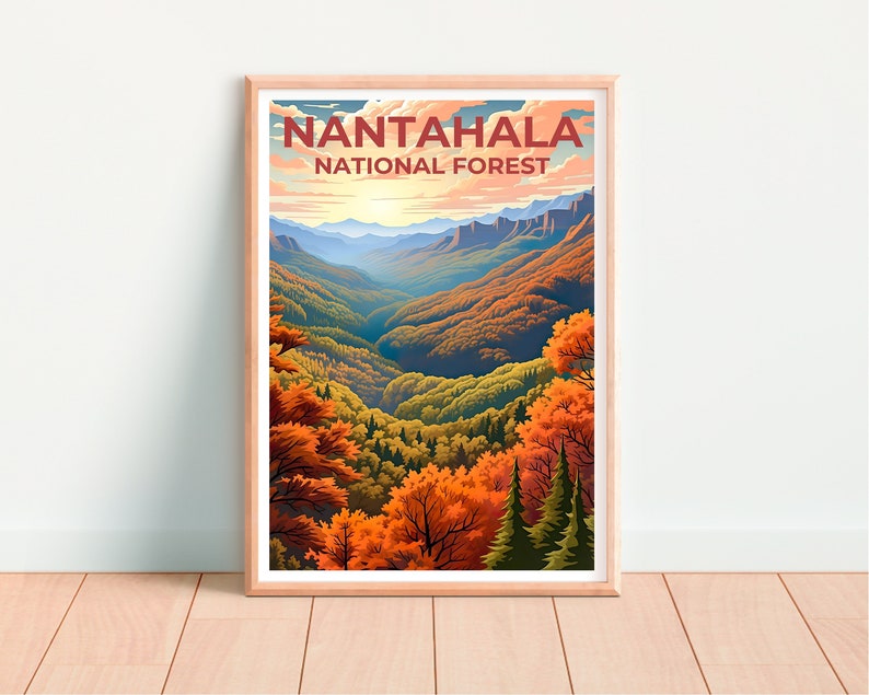 Affiche de voyage de Nantahala, art mural de Caroline du Nord, impression de Caroline du Nord, affiche de Nantahala, affiche de Caroline du Nord, affiche de nature