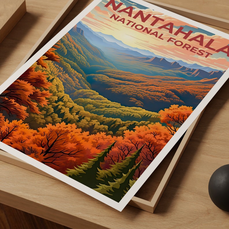 Affiche de voyage de Nantahala, art mural de Caroline du Nord, impression de Caroline du Nord, affiche de Nantahala, affiche de Caroline du Nord, affiche de nature