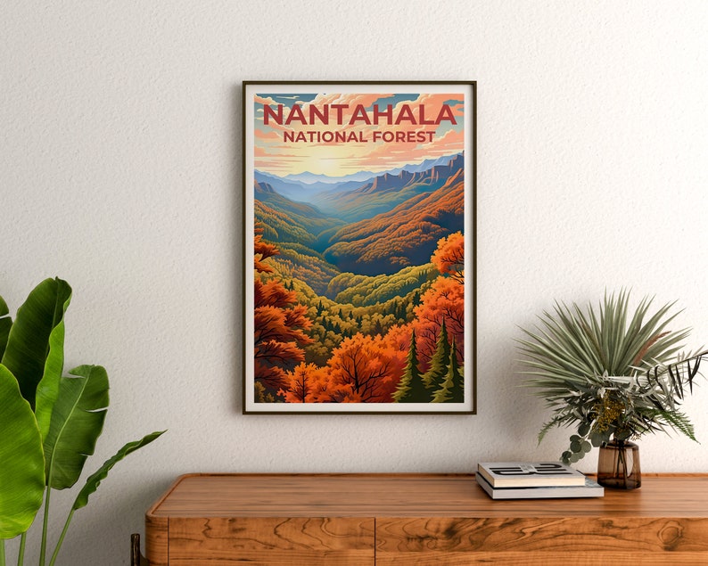 Affiche de voyage de Nantahala, art mural de Caroline du Nord, impression de Caroline du Nord, affiche de Nantahala, affiche de Caroline du Nord, affiche de nature