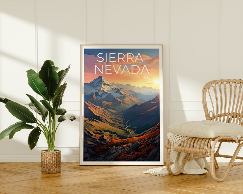 Sierra Nevada Travel Poster, Mountain Wall Art, Mountain Print, Sierra Nevada Poster, Mountain Poster, Nature Poster, Sierra Nevada Art