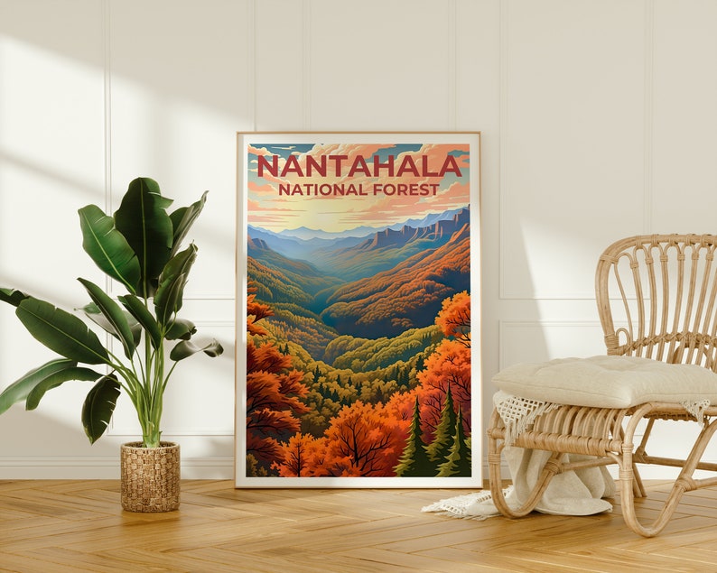 Affiche de voyage de Nantahala, art mural de Caroline du Nord, impression de Caroline du Nord, affiche de Nantahala, affiche de Caroline du Nord, affiche de nature