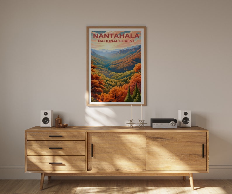 Affiche de voyage de Nantahala, art mural de Caroline du Nord, impression de Caroline du Nord, affiche de Nantahala, affiche de Caroline du Nord, affiche de nature