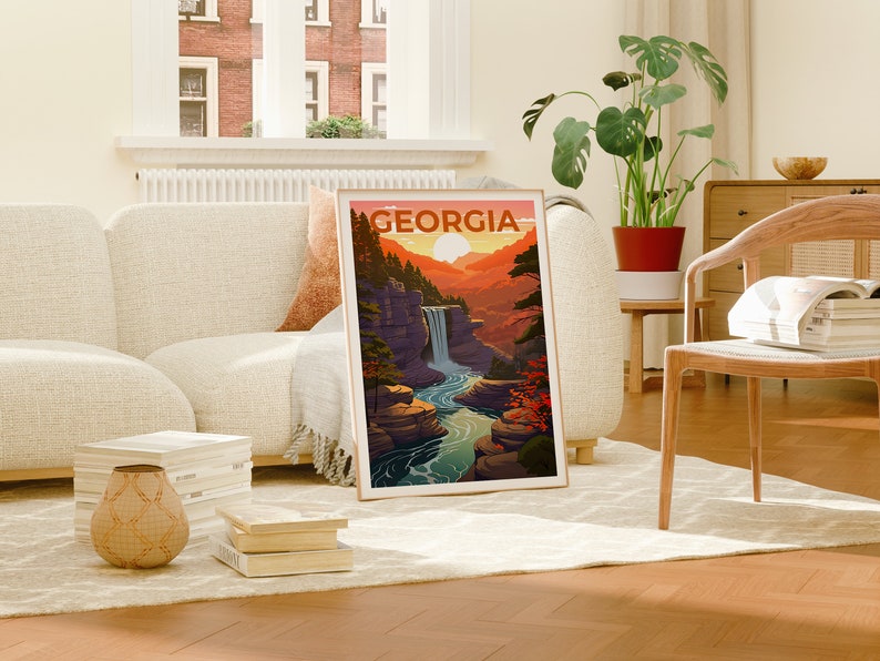 Georgia Reiseposter, Wald Wandkunst, Wald Druck, Georgia Poster, Wasserfall Poster, Georgia Druck, Georgia Kunst