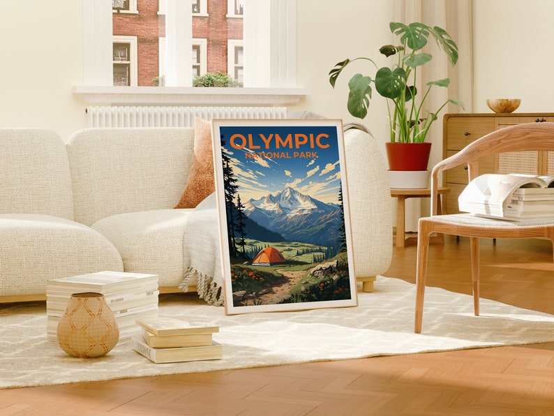 Affiche de voyage olympique, art mural de l'État de Washington, impression de l'État de Washington, affiche olympique, affiche de l'État de Washington, affiche de la nature
