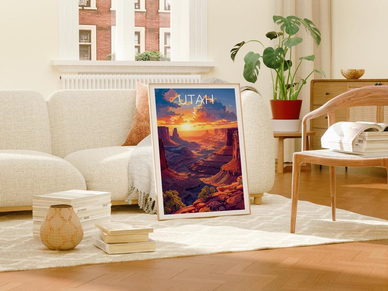 Utah Travel Print, Canyonlands National Park Poster, Nature Wall Art, Hike Illustration, Utah Landscape Poster, Home Decor, Birthday Gift