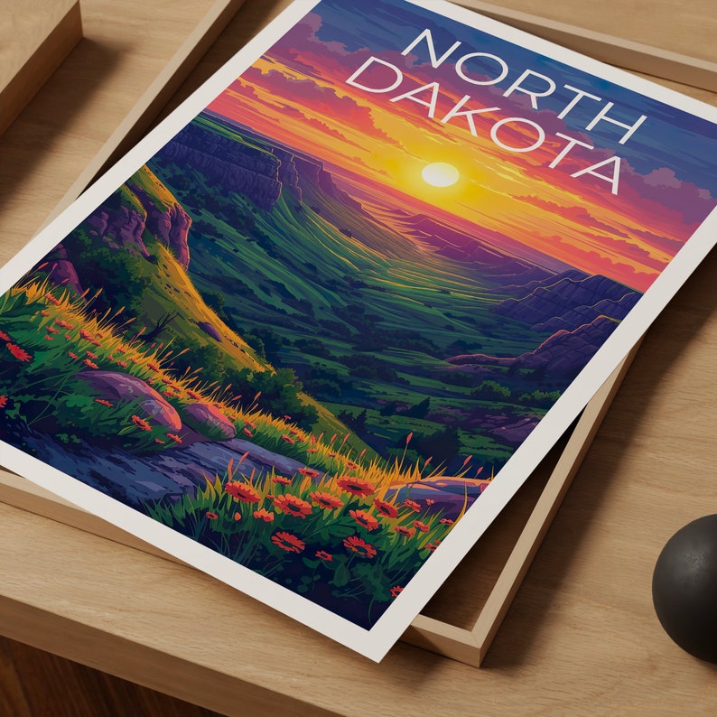 Affiche du Dakota du Nord, Impression du Dakota du Nord, Affiche des plaines, Impression sur la nature, Affiche de voyage du Dakota du Nord, Art des grandes plaines, Art du Dakota du Nord