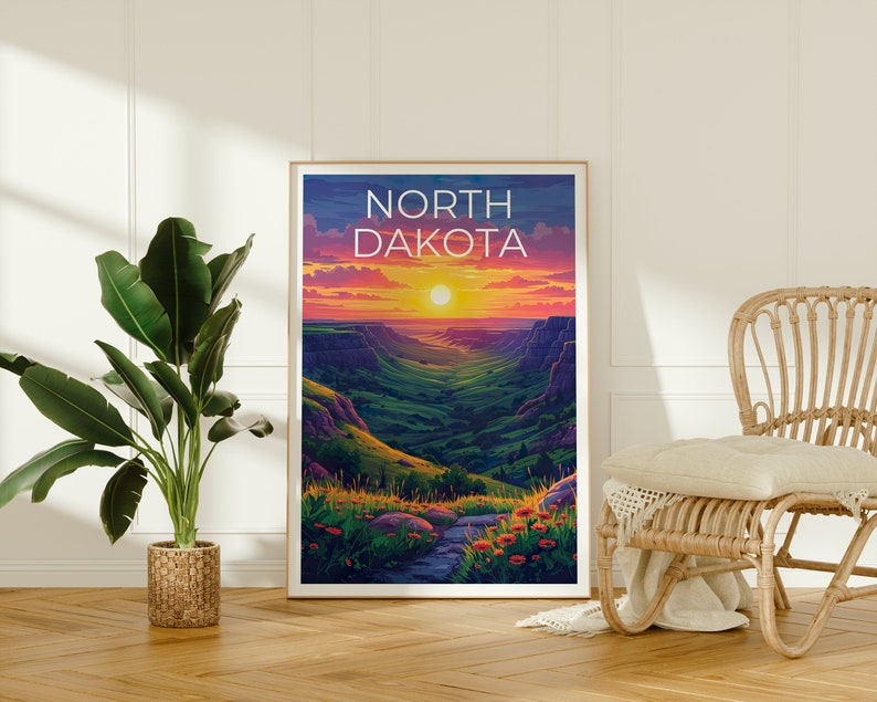 North Dakota Poster, North Dakota Druck, Plains Poster, Natur Druck, North Dakota Reiseposter, Great Plains Kunst, North Dakota Kunst